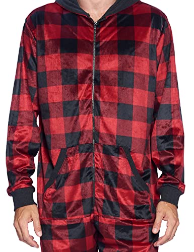 Ashford & Brooks Men's Mink Fleece Hooded One-Piece Union Suit Pajamas4