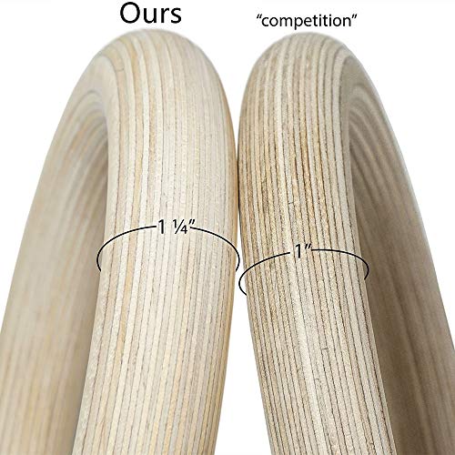 UPGRADE Wooden Gymnastic Rings with Adjustable Straps - Olympic Rings for Bodybuilding, Cross Training, Fitness, Strength Training, Workout, Pull-Ups and Home Gym