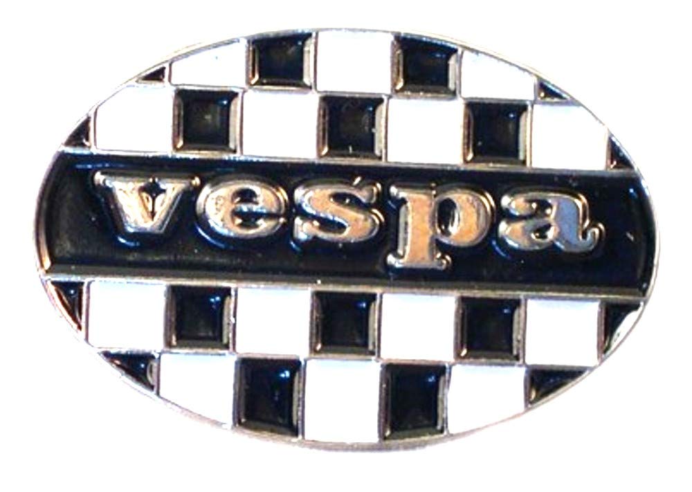 Metal Enamel Pin Badge Brooch Scooter Vespa Checkered Oval