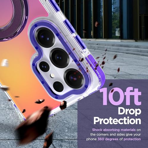 Image of Magnetic for Samsung Galaxy S26 Ultra Case with Stand [Compatible with Magsafe] [Cute Fluorescent Design] [1 Screen Protector] Slim Translucent Matte Case for Galaxy S26 Ultra 6.9 inch, Purple