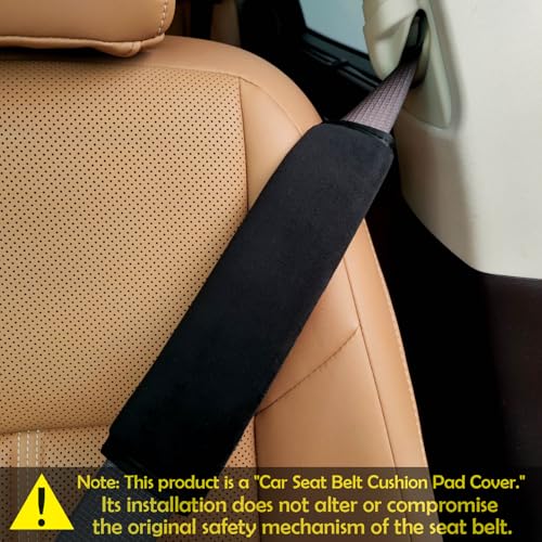 2 Pack Universal Soft and Comfortable Car Seat Belt Pads Harness Pads Pram Strap Covers Backpack Shoulder Pad Automotive Seat Belt Cushion Pad Cover for Kids and Adults - Black