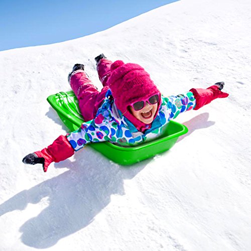 Agptek Downhill Sprinter Toboggan Snow Sled For Kids With Built-In Handles And Pulling Rope (Green) #TOP2