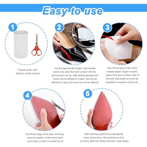 Tissting TISSTINGEX7VCA8NFB-13 Shoes Sole Protectors Self-Adhesive Sole Protector Roll With Anti-Slip Lattice Texture, Crystal Clear Sole Sticker For High Heels Outdoors thumb #5