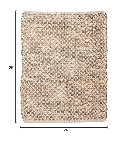 Tapete de algodón y yute 2x3 pies Beige natural miniatura 2
