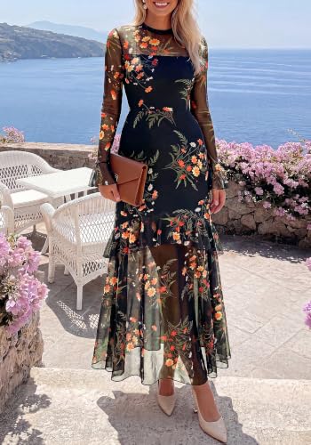 Image of BTFBM Elegant Wedding Guest Dress Long Sleeve Maxi Dresses for Women