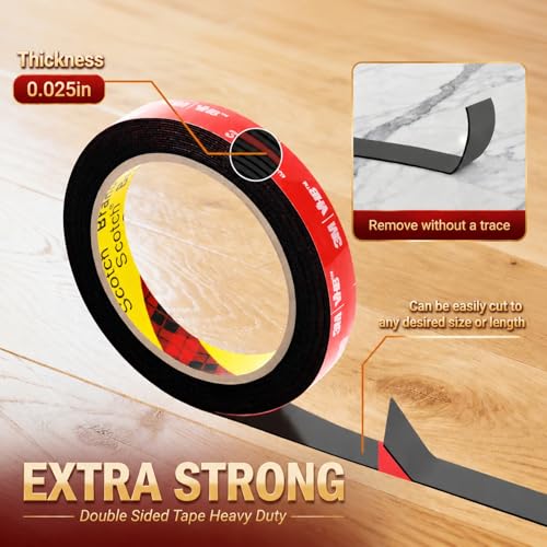 Image of Double Sided Tape Heavy Duty 10FT, Very Sticky Adhesive Mounting Tape, Works Great Indoors and Outside, Walls, Automotive, Home Office Deco