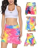 tennis skorts long ✿【 Innovationales Design】✿ Es gibt ein kleines Loch am Rock hinten, mit dem Loch (Kompatibel mit 3,5mm Stecker von Kopfhörer) kannst du das Kabel von Kopfhörerdurchqueren. Hören Sie Musik auch beim Sporttreiben!