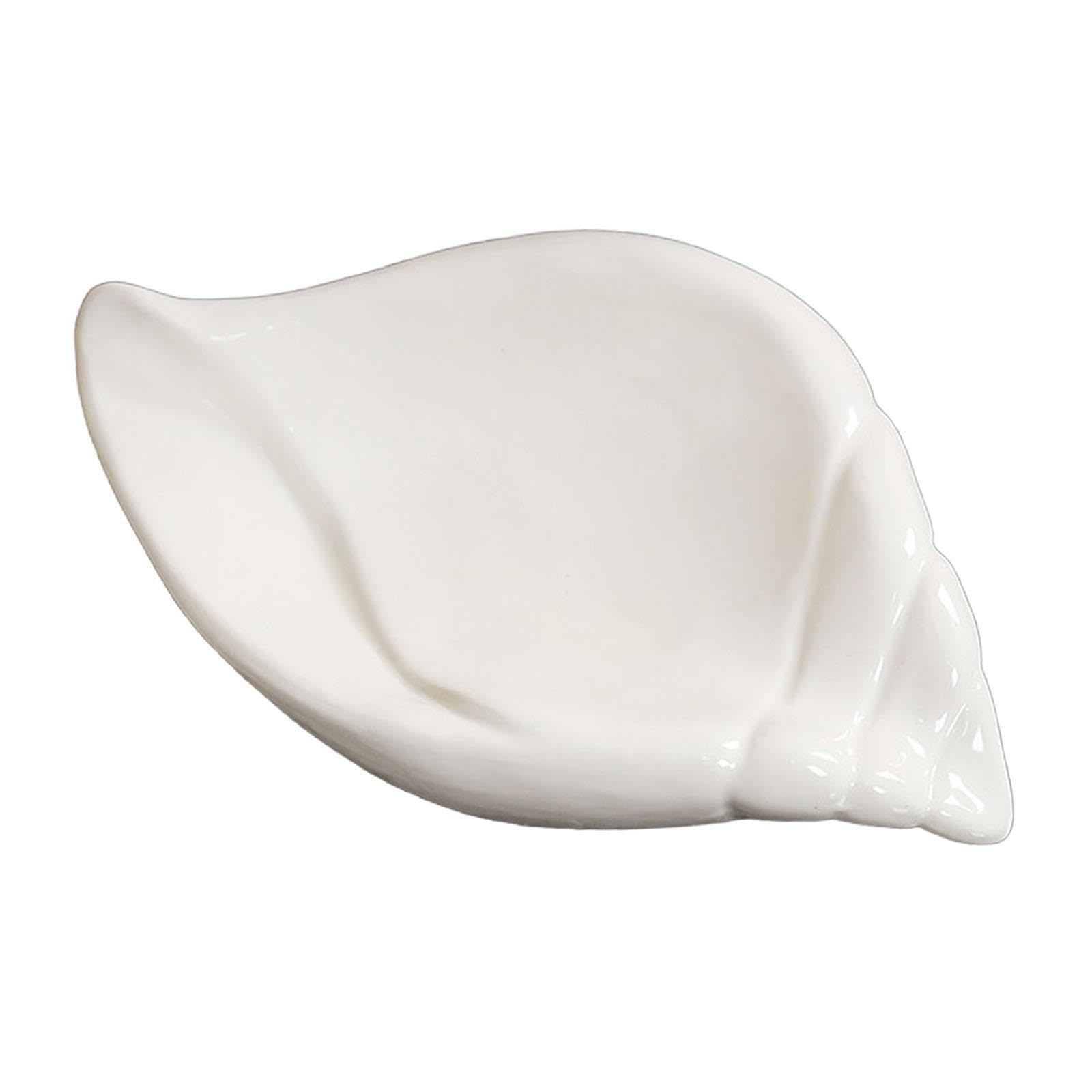 QIXCXAZ Durable Soap Dish Holder Self Draining Stylish Countertop Organizer Attractive Ceramic Bath Supplies Essential Decor Soap Saver Box Storage Display, Whelk White