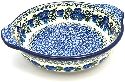 Polish Pottery Baker - Round with Grips - Medium - Winter Viola
