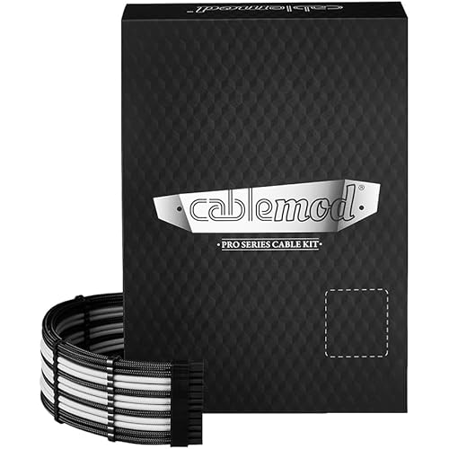 CableMod RT-Series Pro ModMesh Sleeved 12VHPWR StealthSense Dual Cable Kit for ASUS/Seasonic/Phanteks (Black + White)