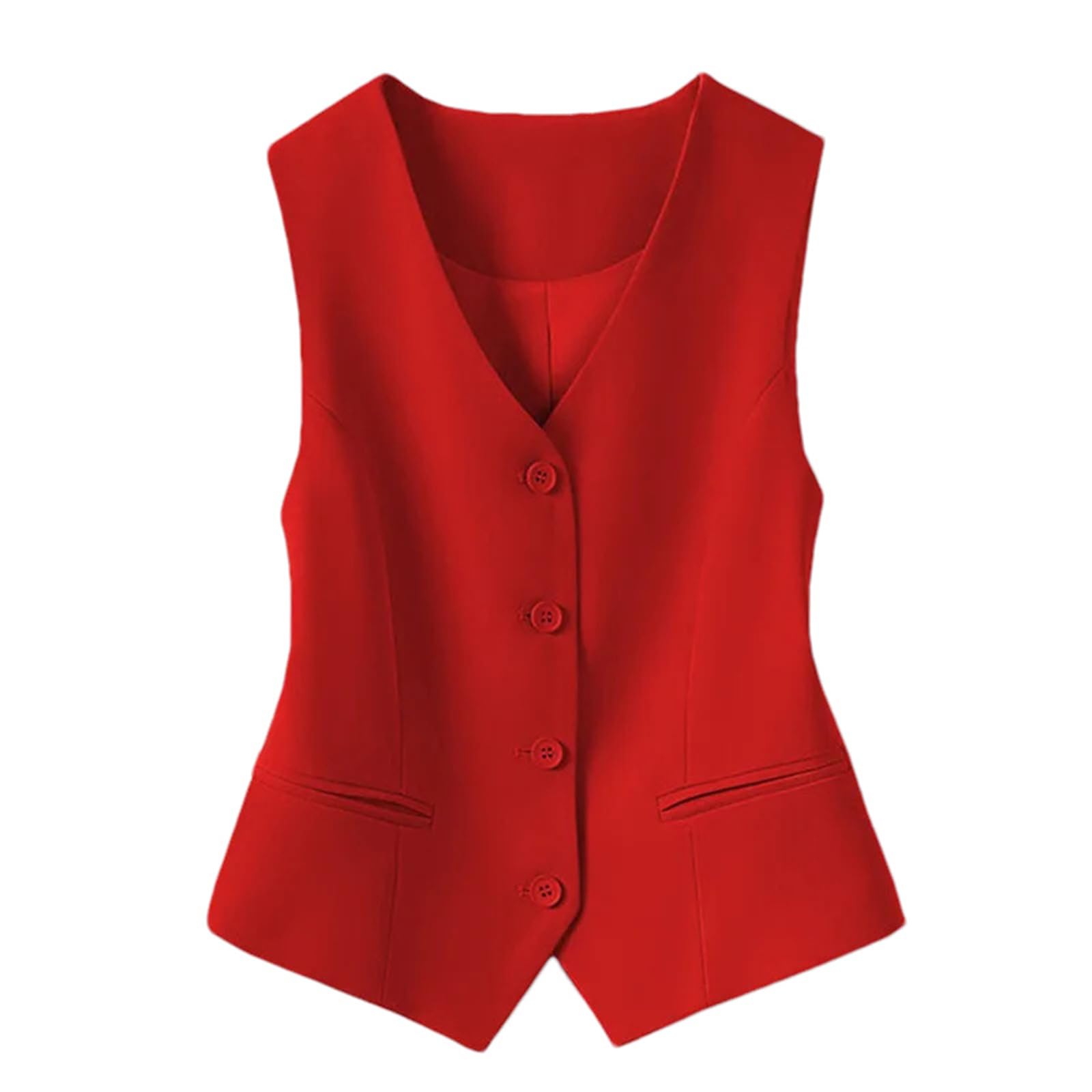 Womens V-Neck Suit Vest Casual Button-Down Lined Waistcoat Summer Blazer Jacket For Business Office Wear