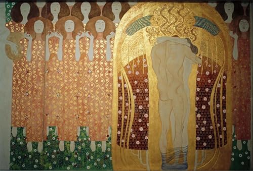 Pintura mural en lienzo Beethovenfries de Klimt con acabado artístico de 60x90cm