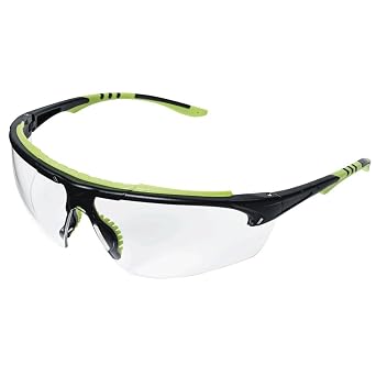 Sellstrom Stylish, Slip-Resistant, Lightweight, Anti-Fog Coating Protective Eyewear Safety Glasses, Clear Lens, Light Frames, Ultra-Thin Co-Molded Temples, Soft Nose Piece Qty 1, Black/Green, S72000