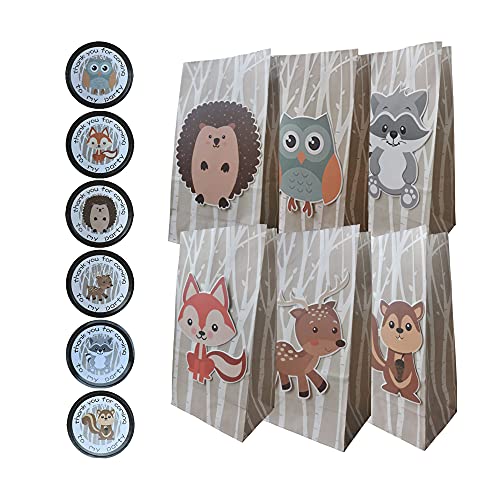 Sachet Bonbons Anniversaire en Kraft | Emballage Cadeau | Sac Cadeau Anniversaire | Pochette Cadeau | 12 Sachets + 12 Stickers | Sacs de Fêtes | Sacs Bonbons + Autocollants Cover