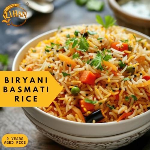 Image of Lihan Biryani Basmati Rice | Extra Long Grain | Naturally Aged, Aromatic & Non-Sticky | Perfect for Royal Biryani & Pulao | 1kg Pack