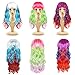 Produktbild Kurtzy Bunte Frauen Perücke Bunt Lang Locken Perücke (3er Pack) - 68cm - Regenbogen Perücke Locken Frauen mit Pony & Elastischem Kopfband - Cosplay Perücke Kostüme Frauen & Party Perücke Lang