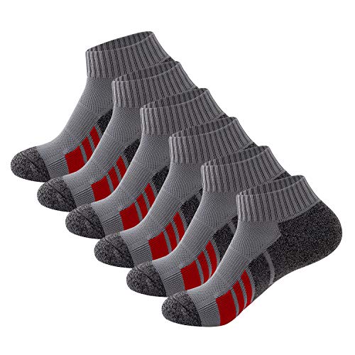 Sock Amazing 6 Pairs Mens Grey Ankle Socks Cushioned Sports Socks Low Cut Sock Athletic Sock for Climbing Running Cycling Tinnes