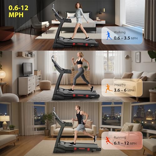 Image of Treadmill with Fan, 5.1HP Folding Treadmill 400 lbs Capacity for Home, 20% Auto Incline, Walking & Running, 18'' Wide Belt, 0.6-12MPH, APP Control, Free Brushless Fan & Knee Support