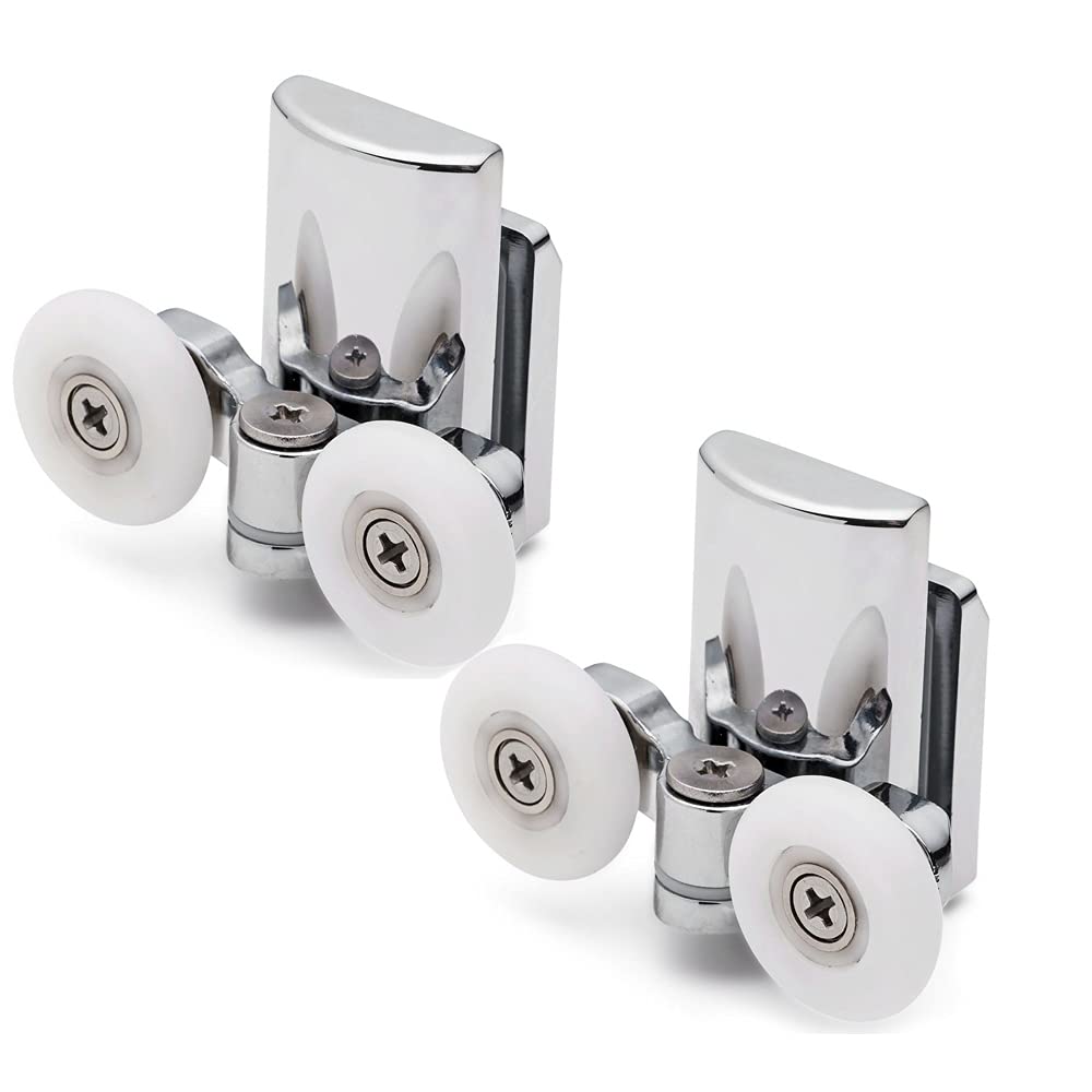 Duschkabine Rollen 2 Stück/4 Stück Duschtürrollen, 23 mm, doppelte aus Zinklegierung oben(2top2bottom,23mm)