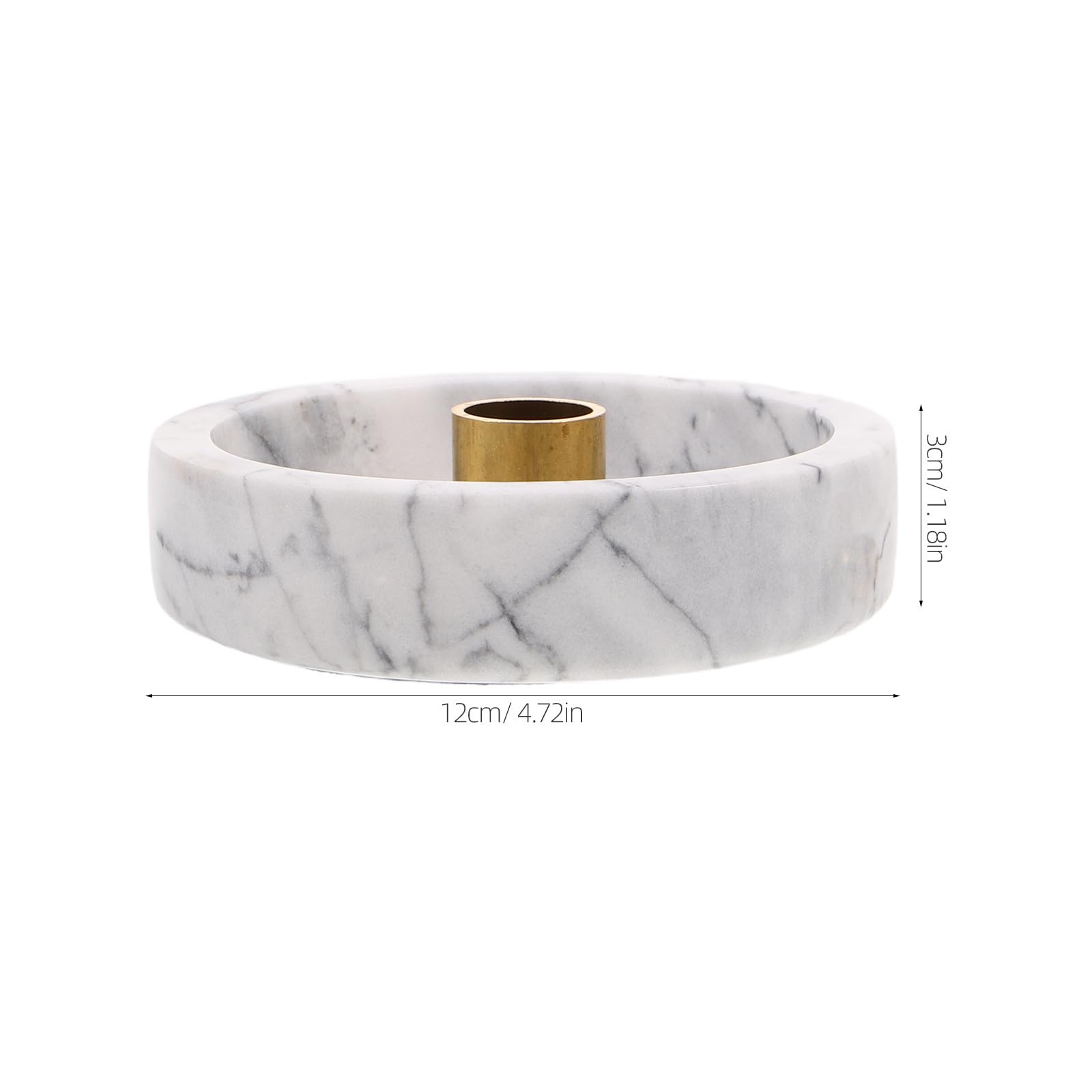 Porta Incenso in Marmo e Ottone, Supporto per Bastoncini Bianco | Aromaterapia e Yoga, Stile Artistico Vintage, Design a Ciotola, Uso Scenico Versatile