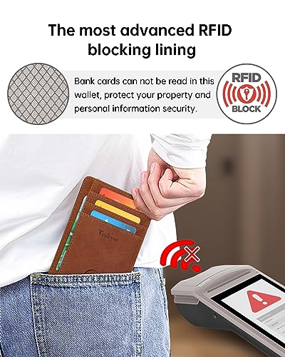 Image of Teskyer Slim Minimalist Wallet for Men, RFID Front Pocket Card Holder | Ultra Slim Front Pocket Design, 8 Card Slots, RFID Protection, Smooth Faux Leather for Everyday Carry