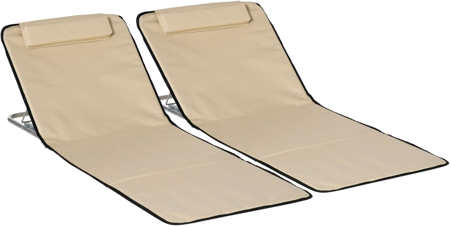 Outsunny Set of 2 Foldable Garden Beach Chair Mat Lightweight Outdoor
