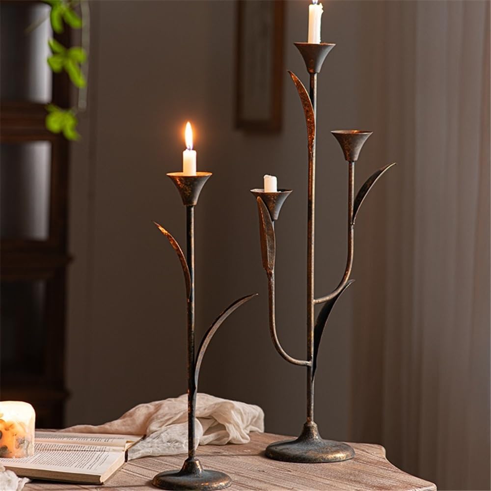 Candelabros Adornos Retro de candelabros de Hierro Forjado for cafeterías, hoteles y mesas de Comedor. Decoración del hogar(Grande)