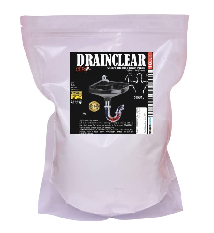 CERO ® DRAINCLEAR (DRY POWDER) to Clear Clogged Drains, Sinks and Pipes (5KG) (B08M5LYDK7) Amazon Price History, Amazon Price Tracker
