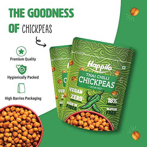 Image of Happilo Premium Super Snack Thai Chili Chickpeas 110g, Crunchy and Delicious, Super Healthy (Pack of 2)