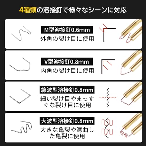 Qucover プラスチック溶接機 カーバンパー修理キット 4種200本の溶接釘付き LED照明付き の商品画像 5