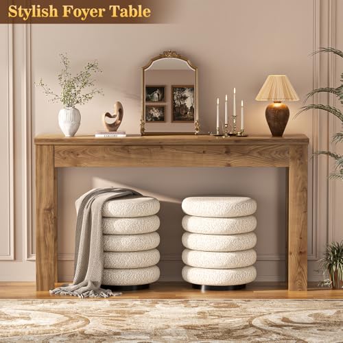 Image of Armocity Console Table, 47 inch Farmhouse Wood Entryway Table, Sofa Tables Narrow Long Behind Couch, Entry Table for Entrance, Hallway, Living Room, Brown Oak