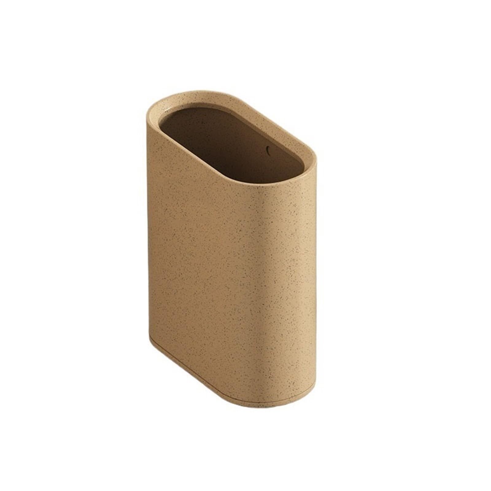 Hhaoran-9868 Bathroom Trash Can Small Trash Can, 7L Slim Garbage for Bathroom, Wastebasket Bin for Bedroom Office Kitchen Waste Bin(Bruin)