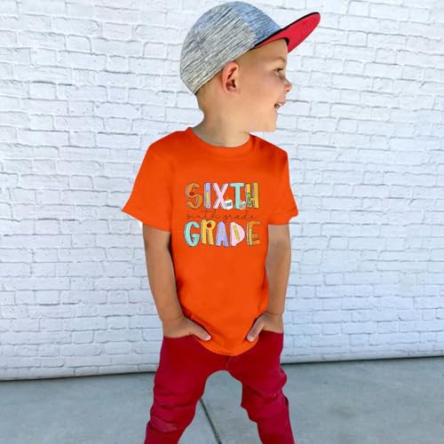 Girls Round Neck T Shirts Sixth Grade Pattern Back to School T-Shirt for Kids Summer First Day of School Tee Clothes4