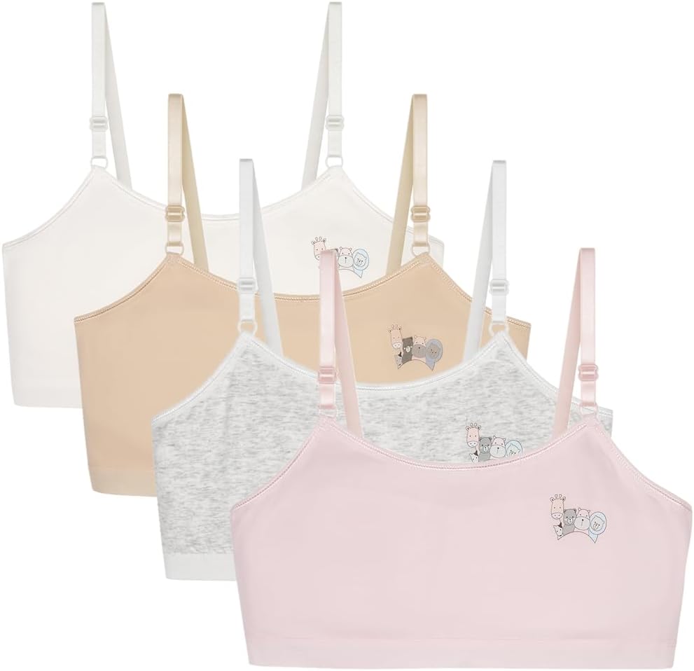 Amuhou Girls Crop Cami Training Bras with Pads, Mesh Back Adjustable Straps