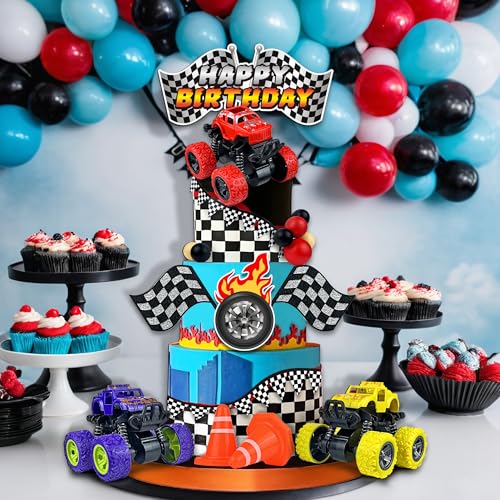 Truck Cake Decoration 3 Colors Off-road Vehicle Cake Top Decoration Ball Truck Themed Party Supplies (Colorful)