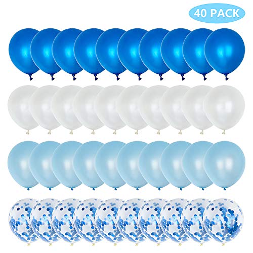 ZWOOS Blu Palloncini Compleanno, 40 PCS Blu Palloncini di Coriandoli, per Compleanno, Matrimonio, Baby Shower, Decorazioni di Festa