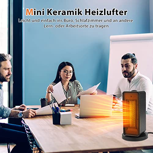 Keramische ventilatorkachel, 1200 W/600 W, met 2 standen, 90 graden oscillerende elektrische verwarming met oververhittings- en kantelbeveiliging, voor badkamer, woonkamer, kantoor, terras - Afbeelding 8