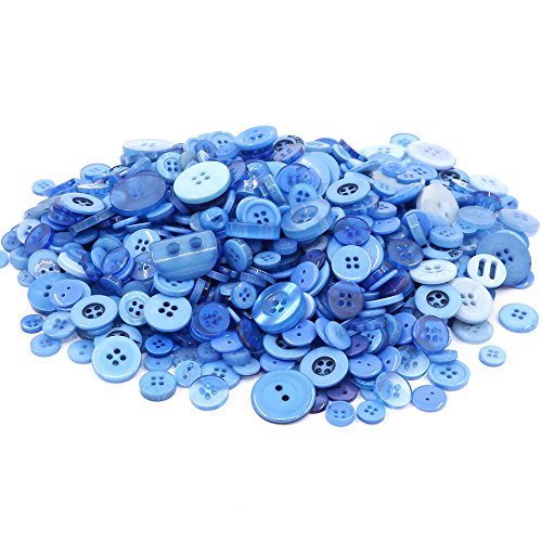 Rustark 650Pcs Resin Buttons Favorite Findings Basic Buttons 2 And 4 Holes Craft Buttons For Arts, Diy Crafts, Decoration, Sewing - Sizes Range From 0.28 To 1.18 Inch (Blue) #TOP1