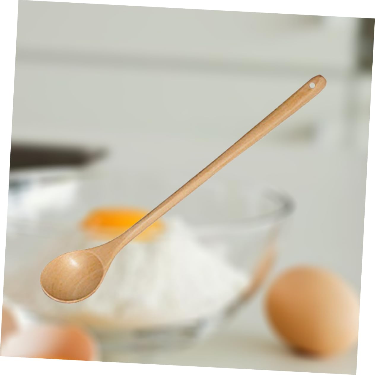 BEBEMOKO Tea Spoons Long Handle Wooden Stirring Spoon Iced Tea Bar Safe Non-stick for Kitchen