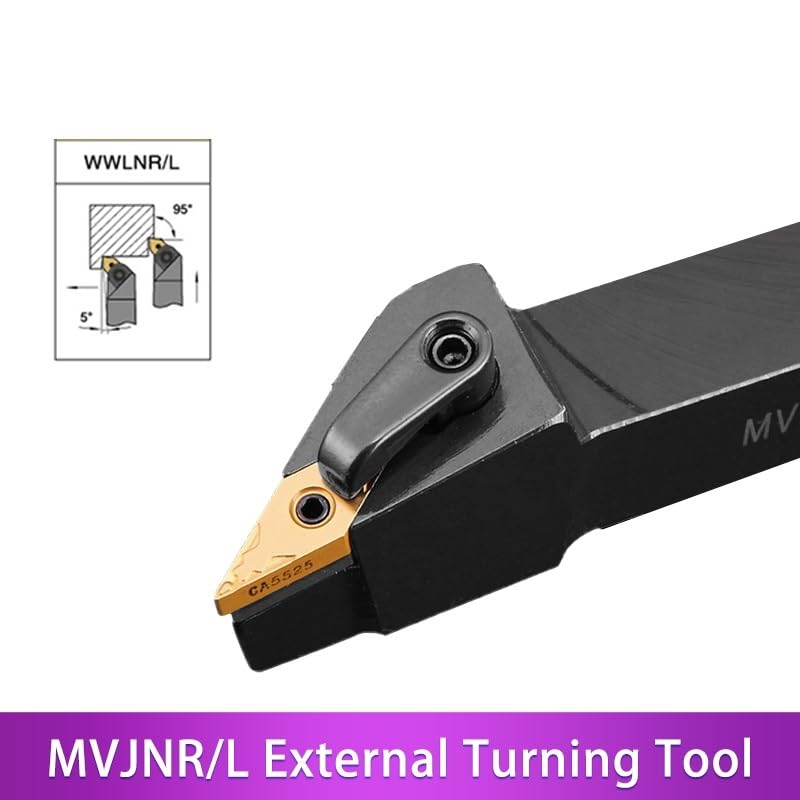 1pc MVJNR2020K16 MVJNR1616K16 MVJNR2525M16 External Turning Tool Holder 10pcs VNMG Carbide Inserts MVJNR Lathe Cutting Tools(MVJNR2020K16,NO Insert)