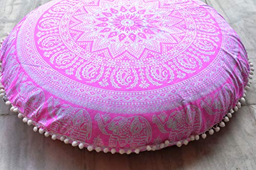 Coussin de sol mandala 80cm boho taie d'oreiller de méditation bohème grand format avec insert - 3