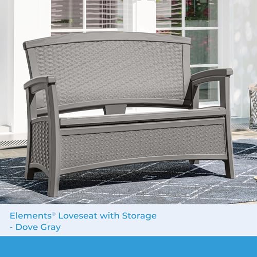 image for Suncast Outdoor Wicker Love Seat with 23-Gallon Storage, Comfortable S