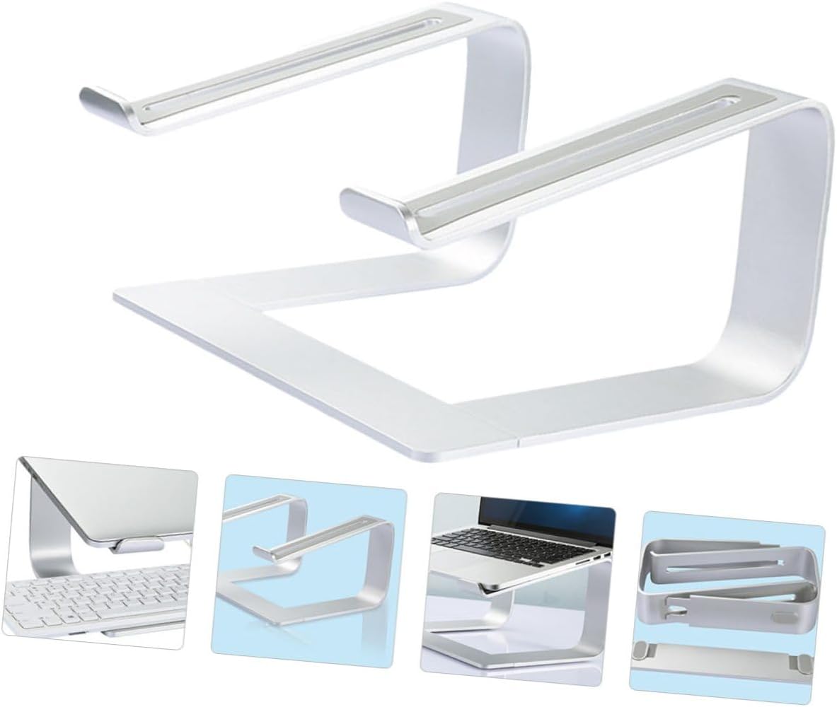 NOLITOY Aluminum Alloy Laptop Stand Ventilated Desktop Holder Adjustable Height Notebook Bracket for Office Use Silver