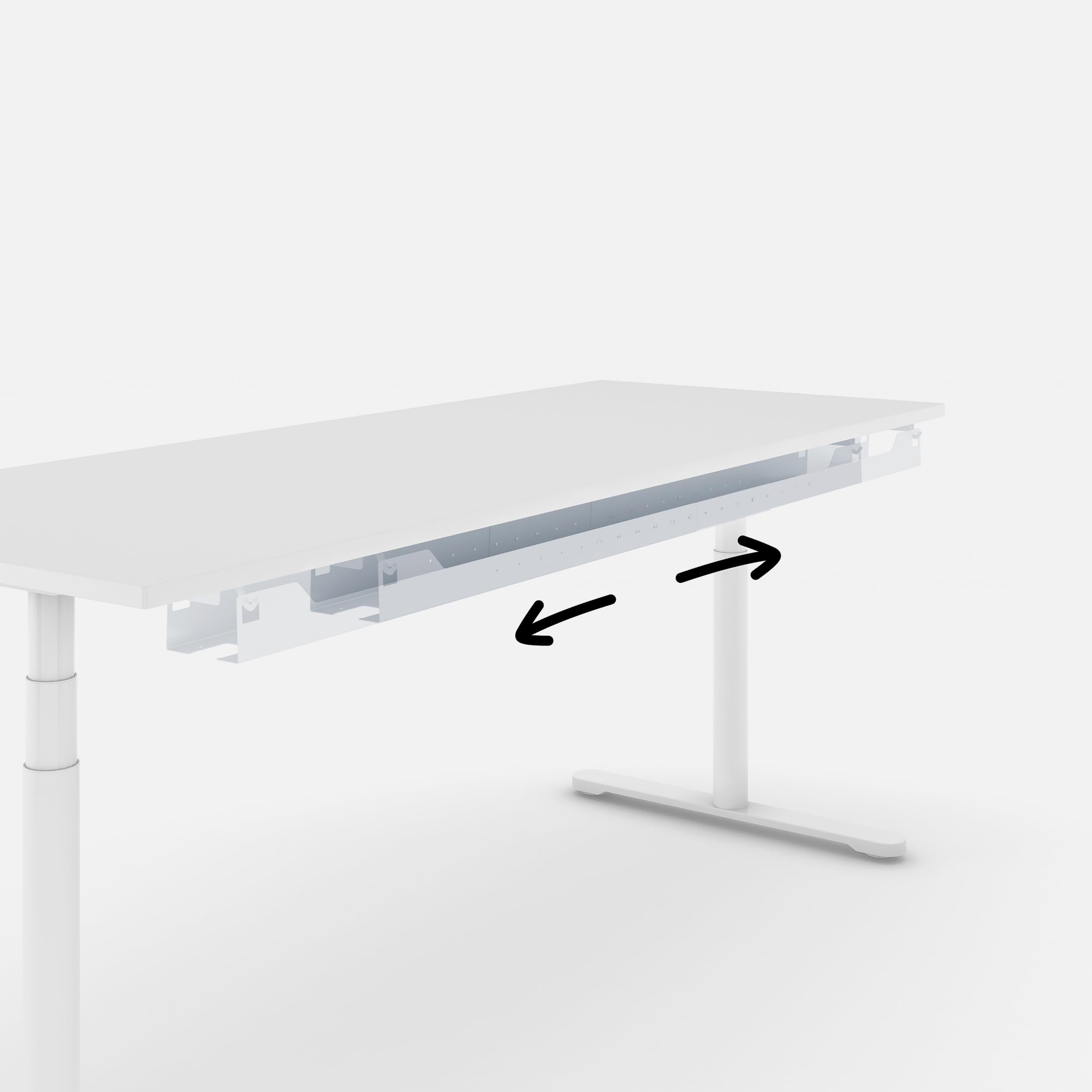Kabelwanne Stretch – Flexible und Universelle Kabelführung für Schreibtische, Einfache Montage, breitenverstellbar 104cm - 184cm, Weiß