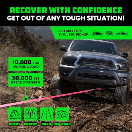 Image of Rhino USA Recovery Tow Strap (3 inch x 20') - 31,518lb Break Strength - Emergency Recovery Strap Tow Rope for Truck, UTV, ATV & More - Heavy Duty Towing Strap for Offroad 4x4 Use - Compatible with Jeep