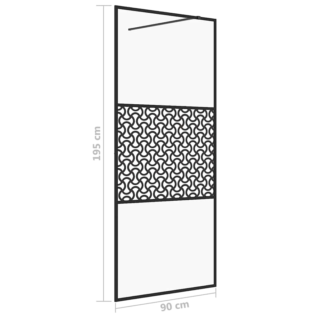 Ścianka prysznicowa do kabiny prysznicowej z przezroczystym szkłem ESG 90 x 195 cm, rama aluminiowa, regulowany profil, grubość 5 mm, łącznie z drążkiem podporowym, ochrona przed pryskaniem