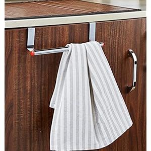 RIOMAX Stainless Steel Towel Holder Cabinet Hanger Over Door Kitchen Hook Drawer Storage/Towel Bar (Small, 23 CM) (Pack of 1)