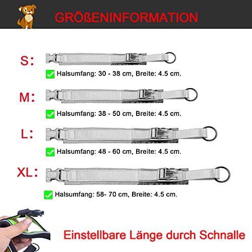Gredstar Reflektierende Hundehalsband Für mittelgroße,große Hunde Personalisierte Halsbänder mit Name Telefonnummer Bestickt