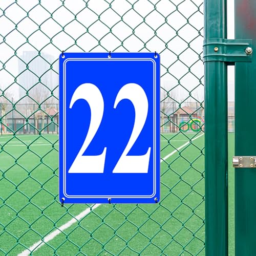 Image of Premium Aluminum Number Signs 22, Metal 12 inch X 8 inch Blue Numbered Signs Outdoor for Parking Lots, Floor, Dock, Court, Aisle, Field, High Visibility, No Fade, Weather-resistant