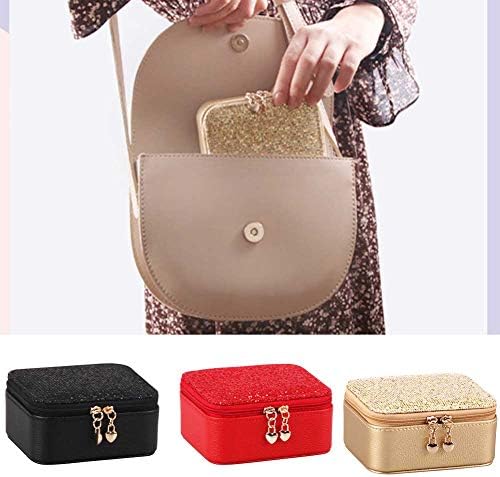 GeKLok Mini Jewellery Box for Travel, Mini Travel Jewellery Organiser, Small Travel Jewellery Box Organiser, PU Leather Jewellery Storage Box for Rings Earrings Necklaces